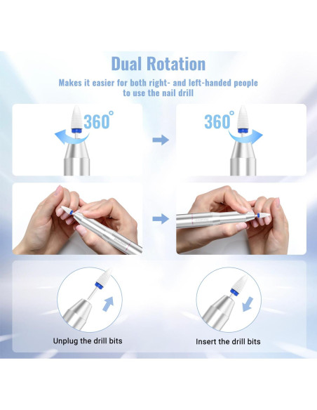 Taladro de Uñas Eléctrico Denabuty DN-2602S 35000RPM con Lámpara UV