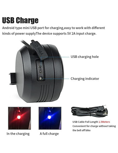 Timbre de Bicicleta Eléctrica Baluoqi con Alarma y Control Remoto