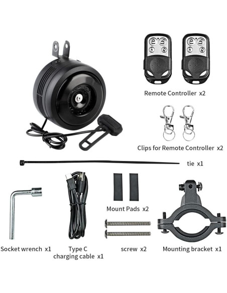 Timbre de Bicicleta Eléctrica Baluoqi con Alarma y Control Remoto