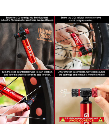 Inflador de Neumáticos de Bicicleta CO2 Gylbuz - Portátil y Ligero