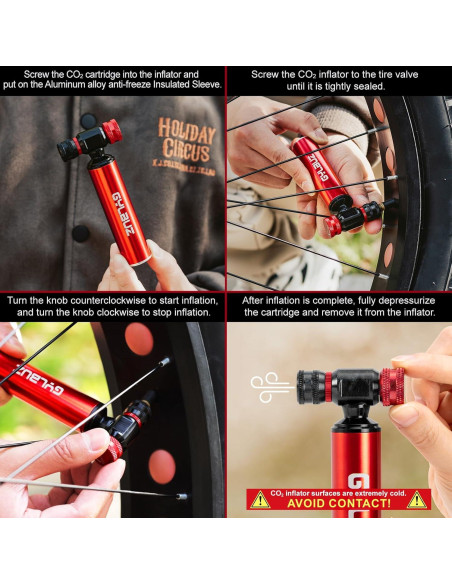 Inflador de Neumáticos de Bicicleta CO2 Gylbuz - Portátil y Ligero
