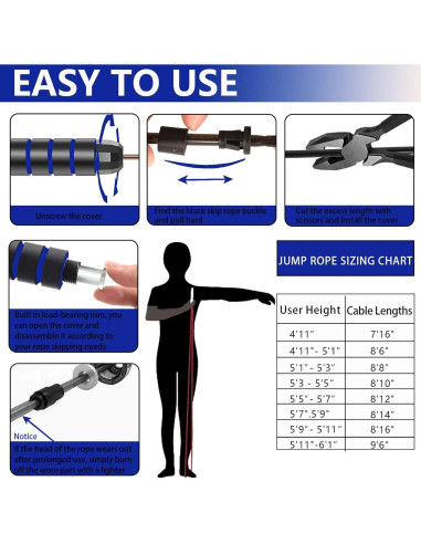 Cuerda de Salto con Peso Ajustable Goonidy 2.74m para Fitness
