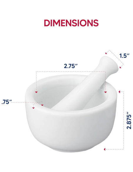 Juego de Mortero y Mano HIC Kitchen Porcelana 6.99 cm