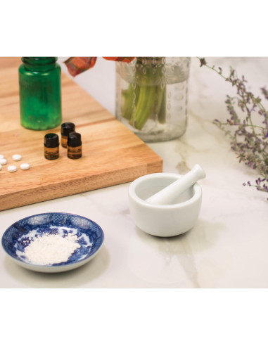 Juego de Mortero y Mano HIC Kitchen Porcelana 6.99 cm