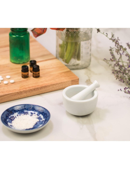 Juego de Mortero y Mano HIC Kitchen Porcelana 6.99 cm