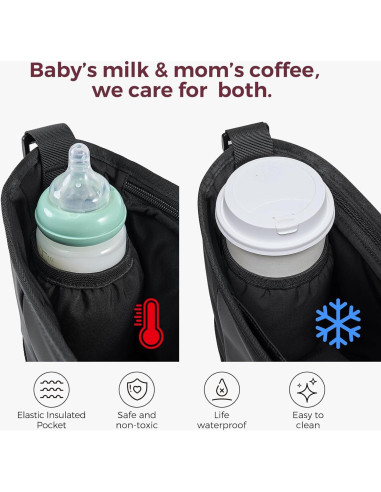 Organizador Universal para Carro Momcozy | Caddy Minimalista con 2 Sujetadores de Botellas Aisladas