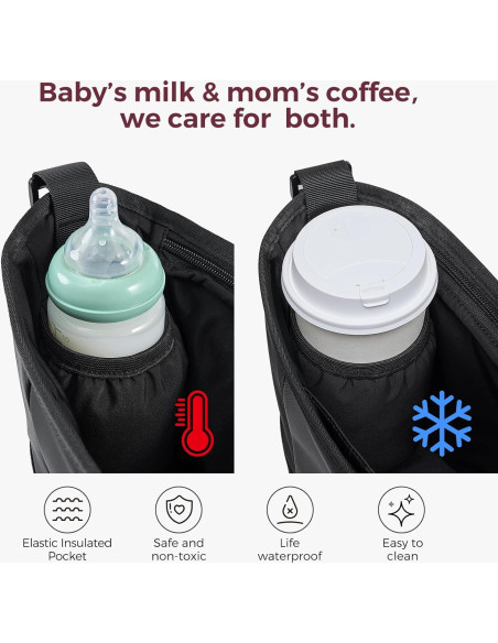 Organizador Universal para Carro Momcozy | Caddy Minimalista con 2 Sujetadores de Botellas Aisladas