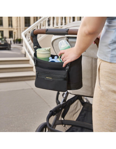 Organizador Universal para Carro Momcozy | Caddy Minimalista con 2 Sujetadores de Botellas Aisladas