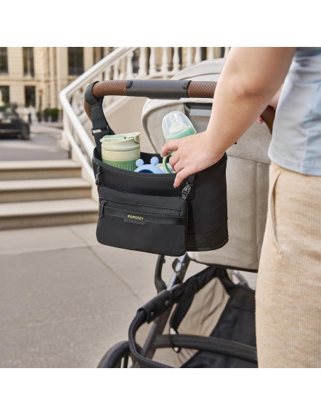 Organizador Universal para Carro Momcozy | Caddy Minimalista con 2 Sujetadores de Botellas Aisladas