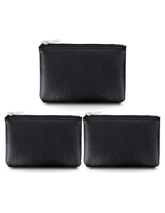 Conjunto de 3 Monederos de Cuero PU Oruola Negro 12x8cm