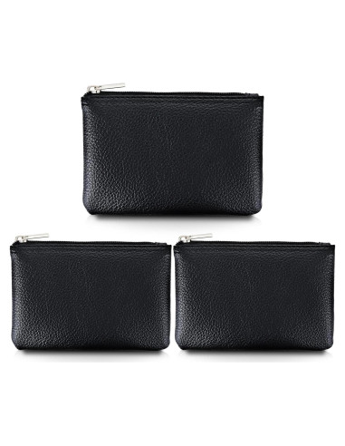 Conjunto de 3 Monederos de Cuero PU Oruola Negro 12x8cm