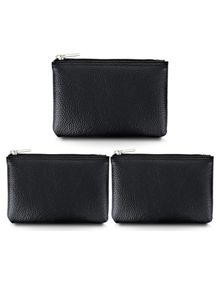 Conjunto de 3 Monederos de Cuero PU Oruola Negro 12x8cm