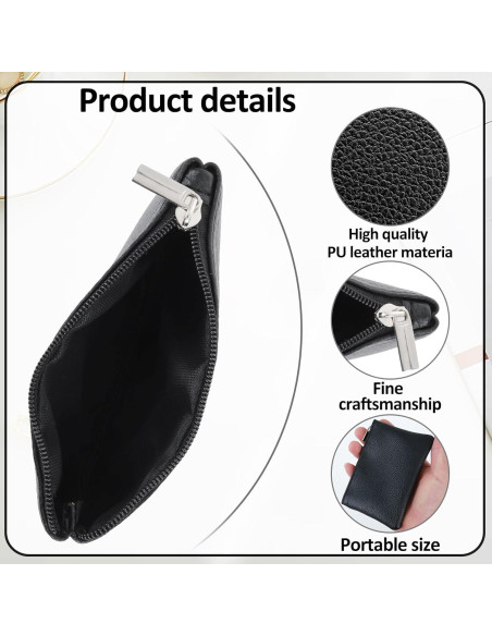 Conjunto de 3 Monederos de Cuero PU Oruola Negro 12x8cm