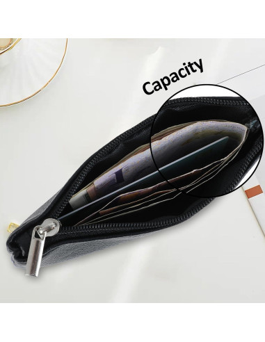 Conjunto de 3 Monederos de Cuero PU Oruola Negro 12x8cm