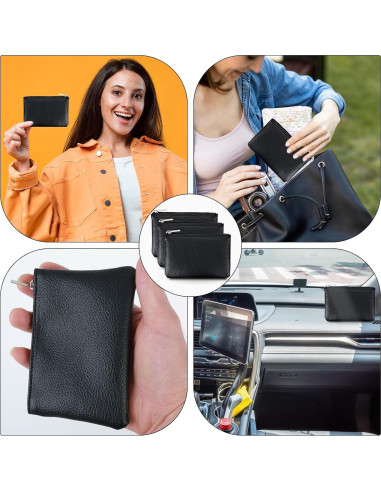 Conjunto de 3 Monederos de Cuero PU Oruola Negro 12x8cm