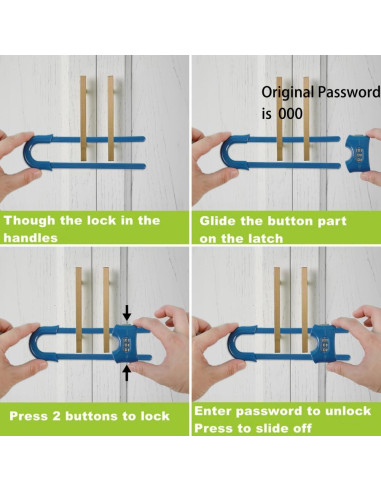 4 Cerraduras de Armario Deslizantes a Prueba de Niños ABS Azul