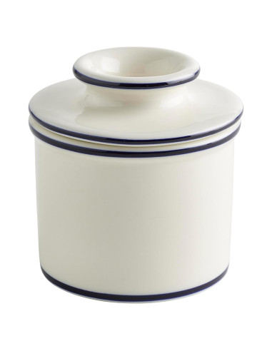 Butter Bell Crock Cerámica Francesa Le Bistro Blanco Azul 115g