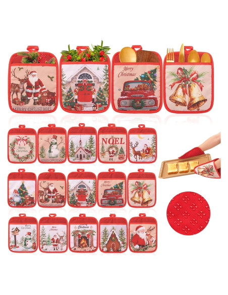 15 Soportes para Ollas de Navidad FOFOWHAT 18x23 cm Rojos