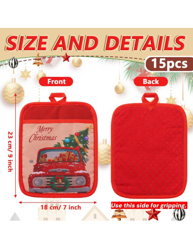 15 Soportes para Ollas de Navidad FOFOWHAT 18x23 cm Rojos