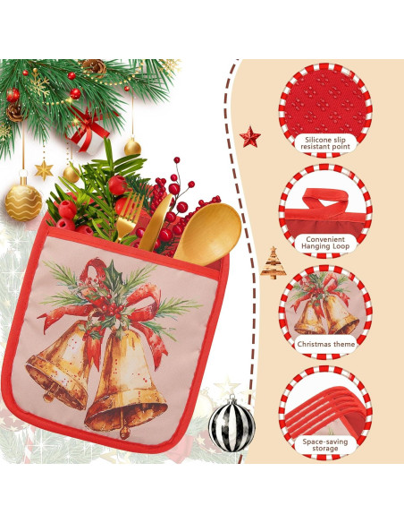 15 Soportes para Ollas de Navidad FOFOWHAT 18x23 cm Rojos