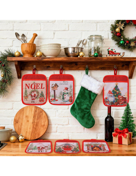 15 Soportes para Ollas de Navidad FOFOWHAT 18x23 cm Rojos