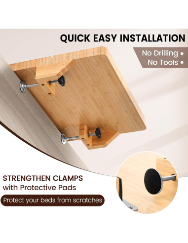 Estante Lateral de Cama Fivebop en Bambú Ajustable 39.2x29.2cm