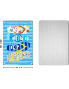 Cartel de Metal Colorido La Vida es Mejor en Chanclas 30x20cm 2