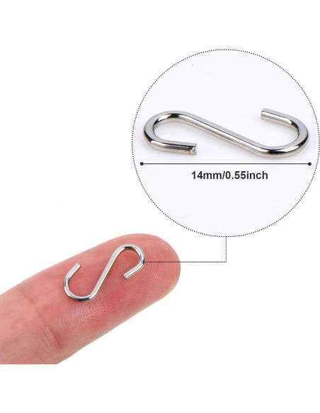 Ganchos en S Metálicos Shappy 200 Piezas 1.4 cm Plata