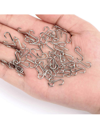 Ganchos en S Metálicos Shappy 200 Piezas 1.4 cm Plata