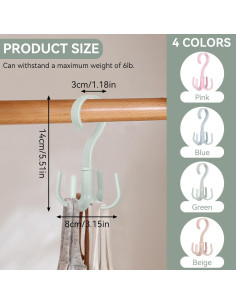 Perchero Giratorio 360 Cyrank para Bolsos y Bufandas Verde 2