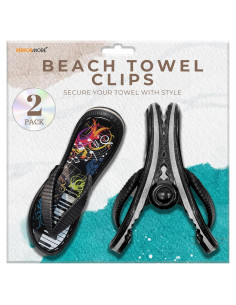 Clips para Toallas de Playa Performore - Paquete de 2, Negro