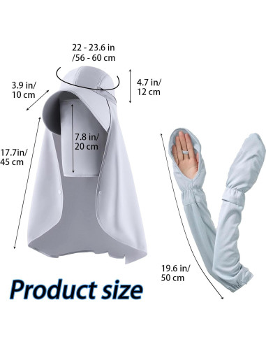 Sombrero de Sol Hikiwin con Mangas UPF 50+ Gris Unisex