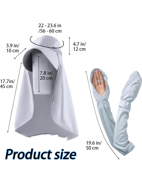 Sombrero de Sol Hikiwin con Mangas UPF 50+ Gris Unisex