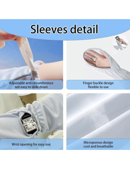 Sombrero de Sol Hikiwin con Mangas UPF 50+ Gris Unisex