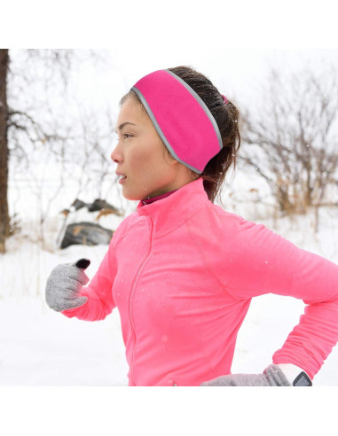 Banda para Correr Geyoga de Forro Polar Rosa Fluorescente