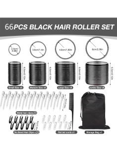 Set de 66 Rulos para el Cabello JZko con 40 Clips y Peine 2