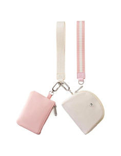 Mini Cartera de Muñeca Doble Pouch Beige/Rosa - 2 Compartimentos