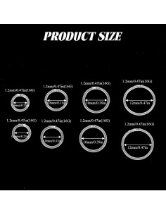 24 Anillos Nasales Transparentes Tucnoeu 6-12mm 16G 2