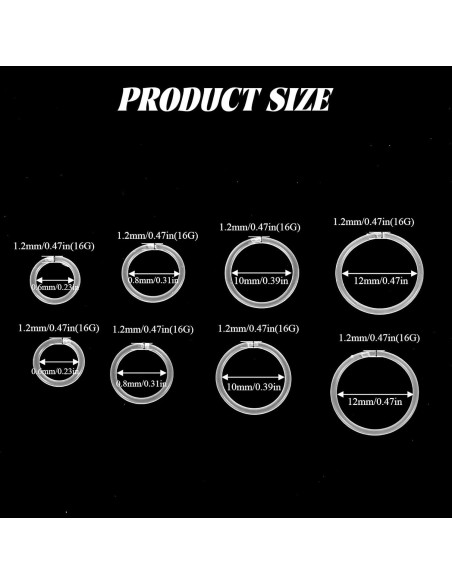 24 Anillos Nasales Transparentes Tucnoeu 6-12mm 16G