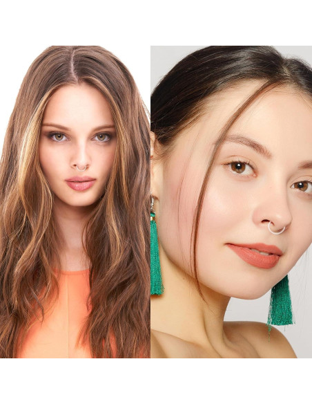 24 Anillos Nasales Transparentes Tucnoeu 6-12mm 16G