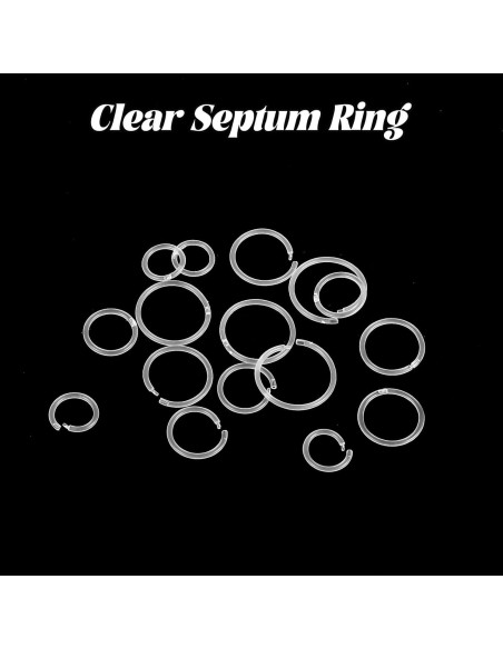24 Anillos Nasales Transparentes Tucnoeu 6-12mm 16G