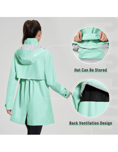 Abrigo de Lluvia Plegable Baleaf Mujer X-Large Verde Claro