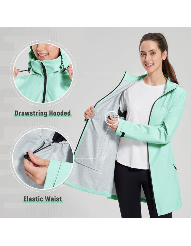 Abrigo de Lluvia Plegable Baleaf Mujer X-Large Verde Claro