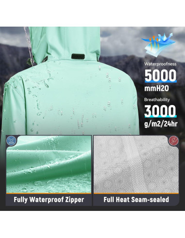 Abrigo de Lluvia Plegable Baleaf Mujer X-Large Verde Claro