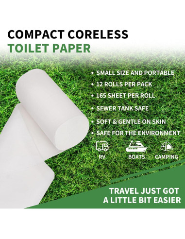 Papel Higiénico de Viaje Sigmarplas 12 Rollos 3 Capas Disolvente