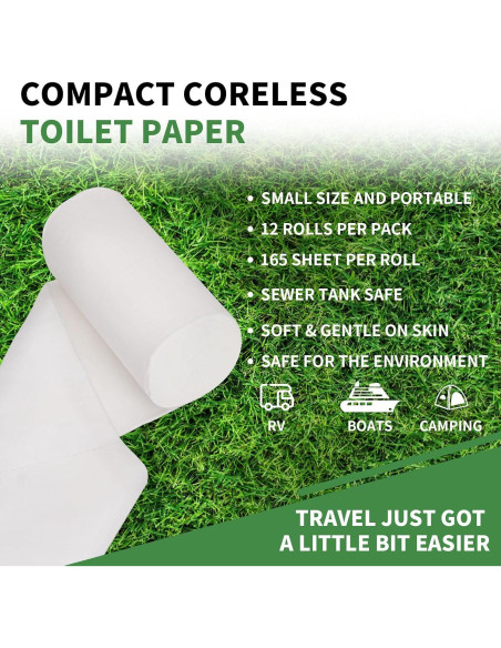 Papel Higiénico de Viaje Sigmarplas 12 Rollos 3 Capas Disolvente