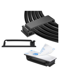 Clips de Cable Autoadhesivos XHF XL 40 PCS Negro para Gestión