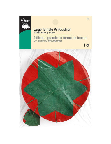 Cojín de Alfileres Grande Dritz 10.16 cm Rojo con Fresa Emery