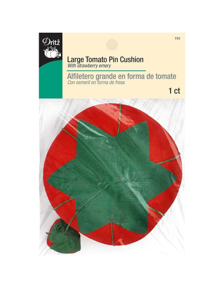 Cojín de Alfileres Grande Dritz 10.16 cm Rojo con Fresa Emery
