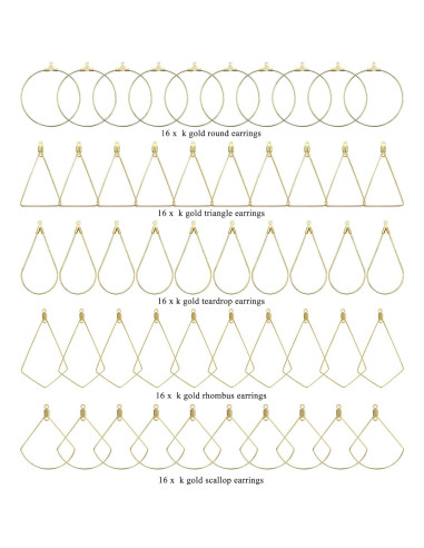 Kit de Aros de Aretes YaeYur 80 Piezas Geométricos DIY